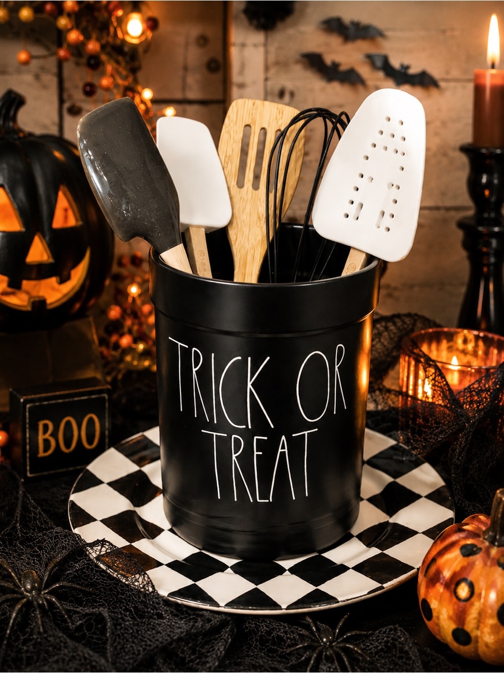 Rae Dunn Halloween Trick or Treat Ceramic‎ Utensil Holder